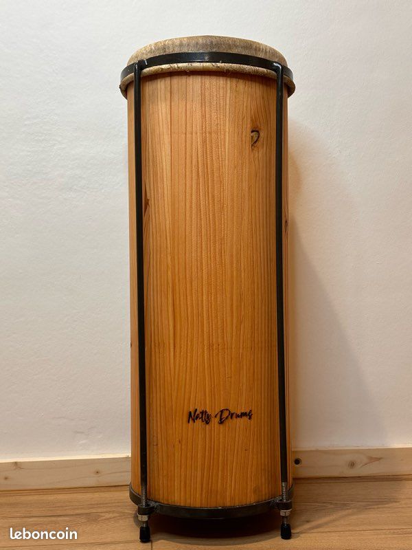 Tambour En Bois Gato, Six Notes, Marron, Avec Baguettes, Très Bon état