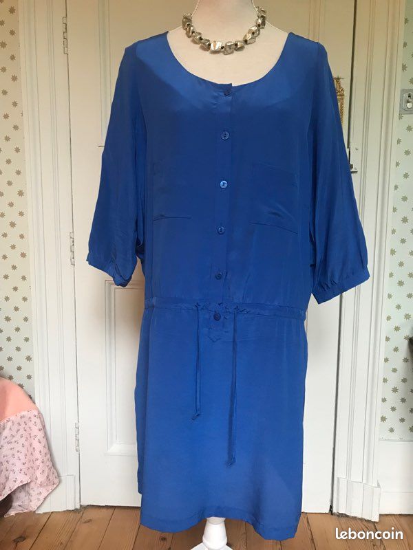 Robe blousante bleu électrique T.42 (image 3)