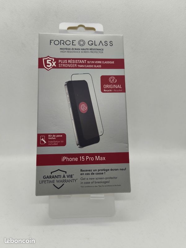 Protectiin écran force glass iPhone 15 pro Max (image 1)