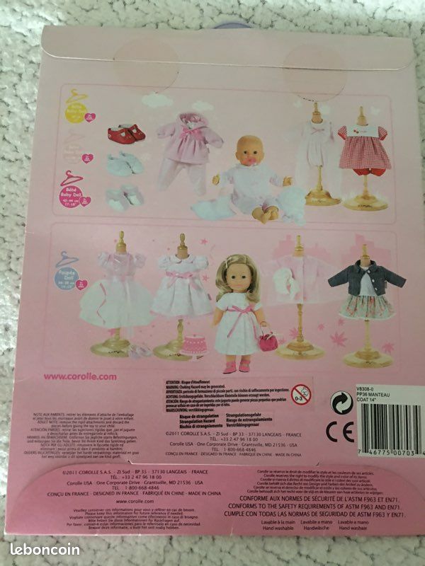 🌸 manteau corolle pour poupée 36 cm (image 2)