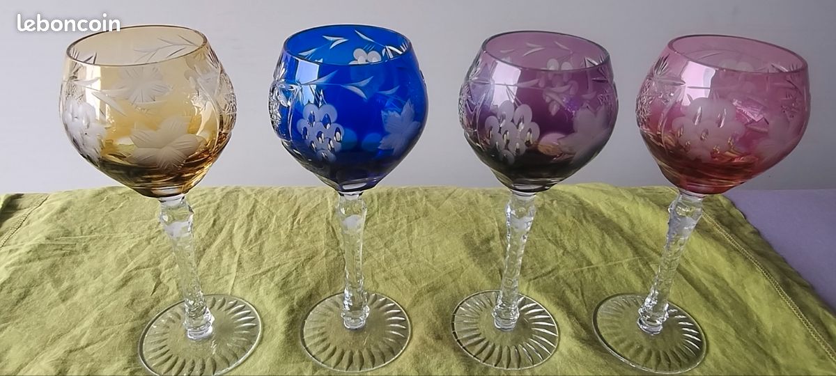 4 verres à vin colorés en cristal de Lorraine ⚜️ (image 4)
