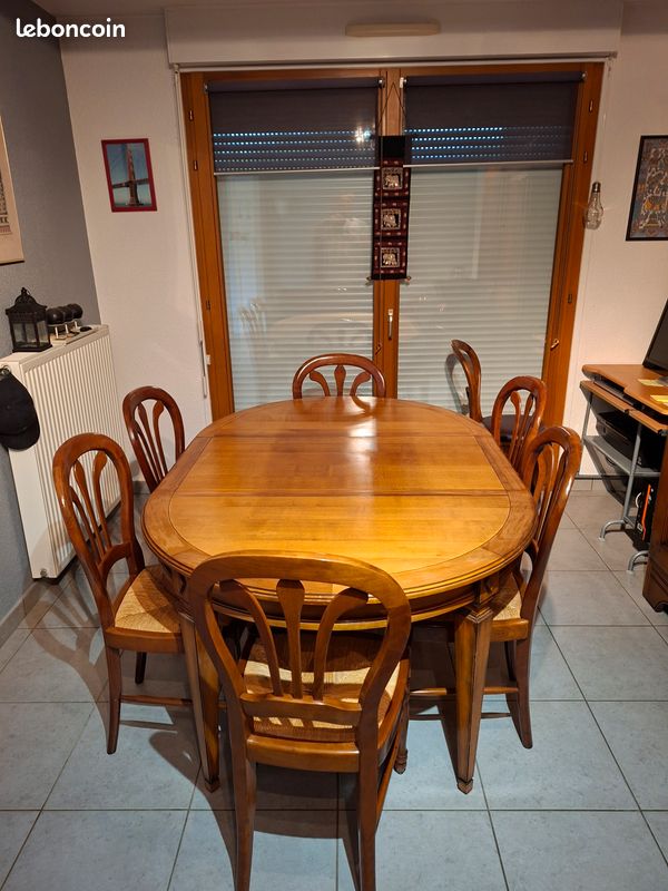 Table merisier ronde ou ovale + 6 chaises (image 2)