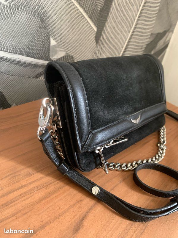Pochette cuir et daim Zadig et Voltaire Rock nano novel
