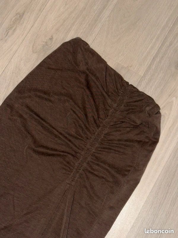 Jupe midi marron drapée asymétrique Naf Naf – taille XS (image 4)
