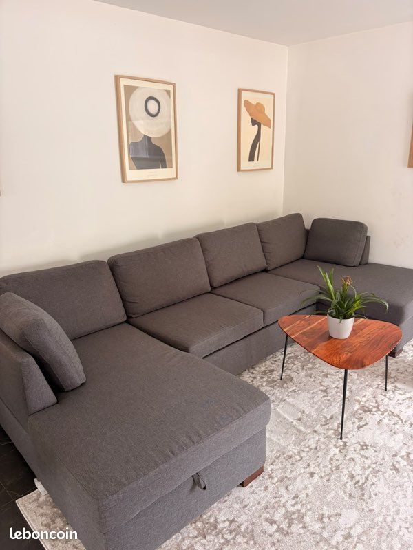 Titre : Canapé panoramique convertible 7 places gris – Maisons du Monde (image 3)