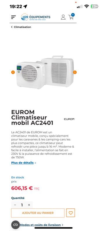 Climatiseur camping-car EUROM AC2401 - Équipement caravaning