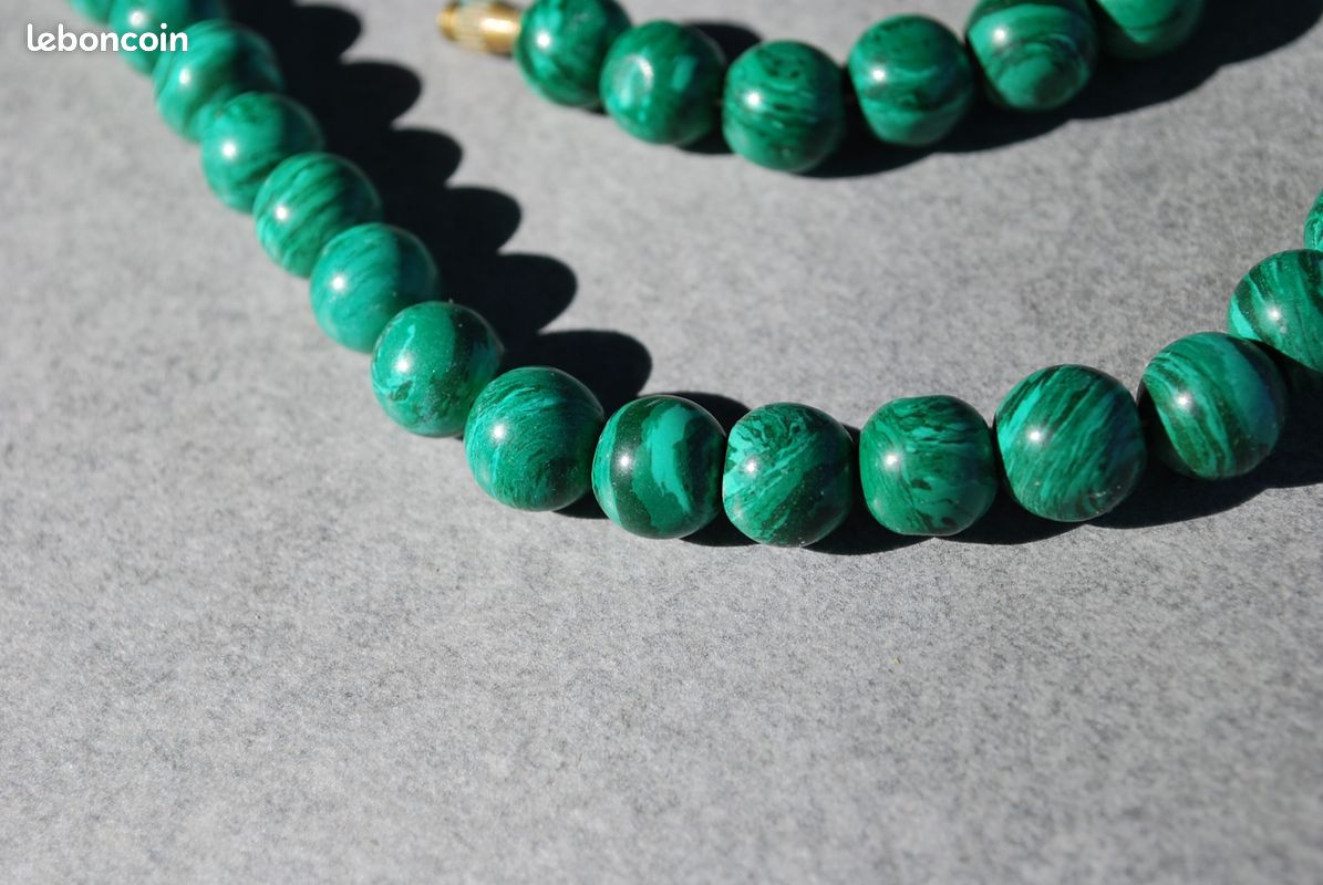 Collier en boules de malachite (image 3)