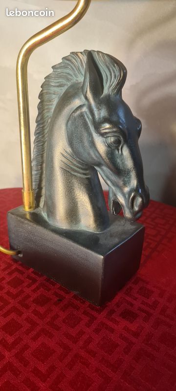 Lampe tete de cheval et abat jour en jute 44x30 tres bon etat trace d usure normal (image 6)