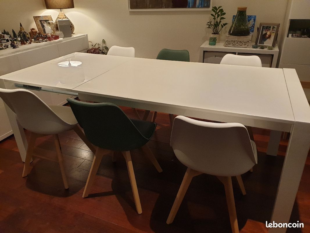 Table blanc laqué avec rallonge (image 4)