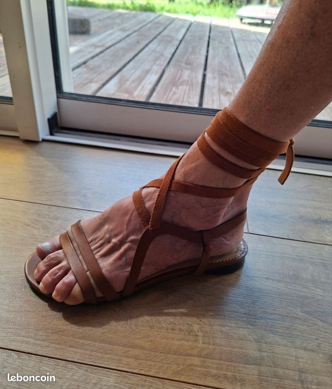Sandales cuir cognac à lanières 38 Massimo Dutti (image 6)