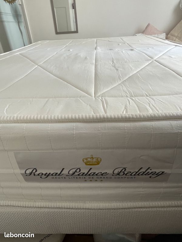 Pack lit complet 140x190 cm - Matelas + Sommier Blanc / Royal Palace Bedding (image 2)