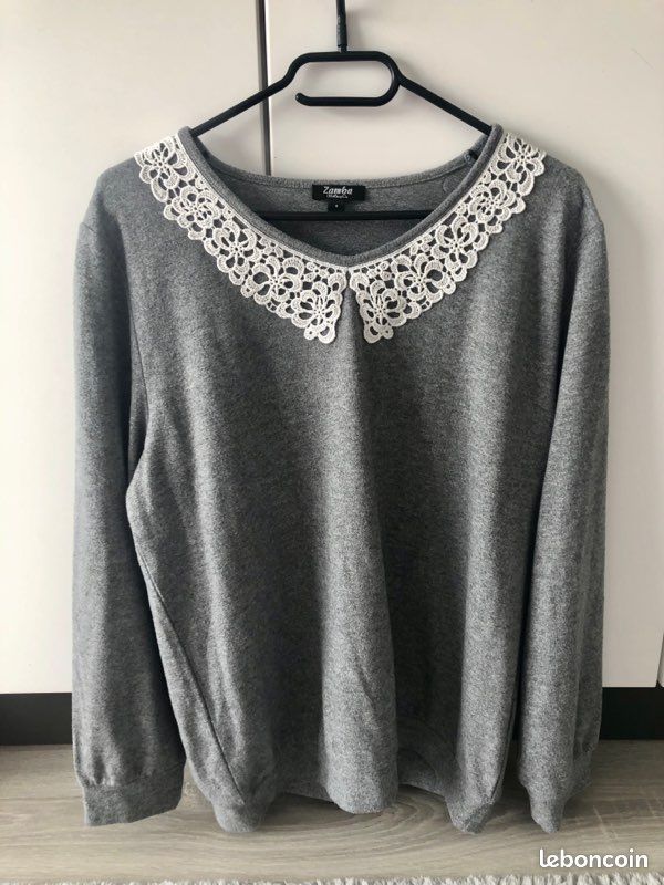 Juno - Pull manches courtes façon tee shirt gris perle en cachemire 2