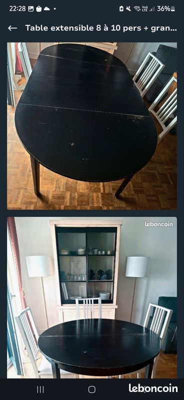 Lot de table extensible + armoire penderie miroir (image 1)