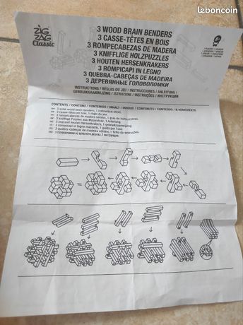 Zig Zag Rompicapi Legno Casse-tête En Bois ZigZag Jeux Jouets