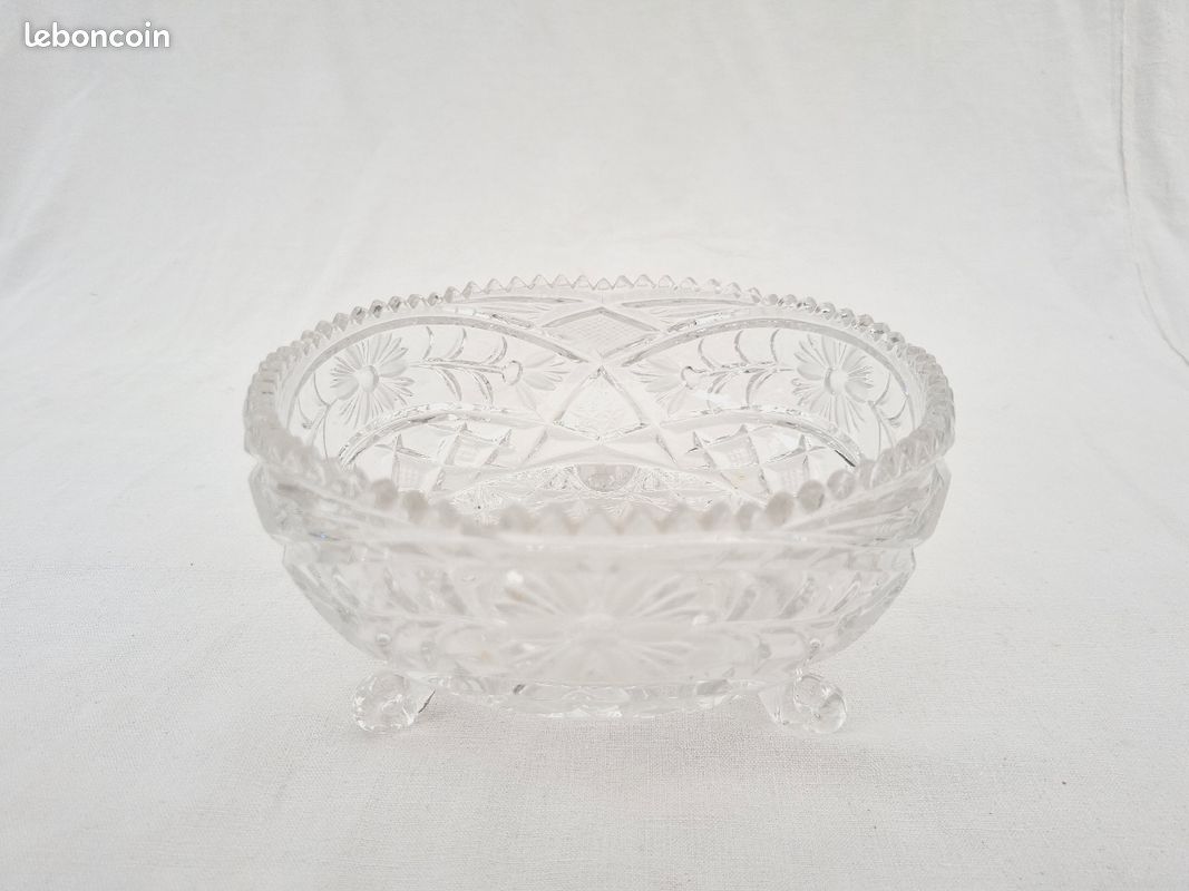 Coupe tripode en verre vintage, diamètre 16cm (image 2)
