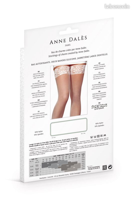 Bas Auto-fixants 8 Deniers Trasparenze - Voile Blanc Cassé (écru) - Taille T4 - Neufs Avec étiquettes
