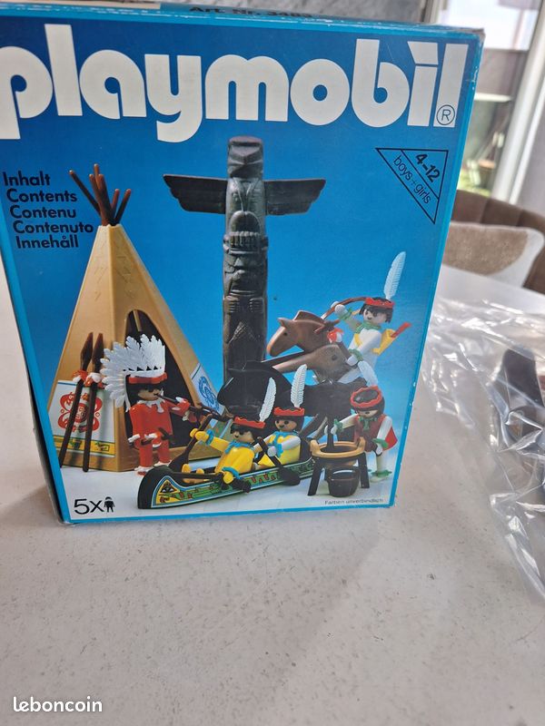 Lot Playmobil Vintage Western Indiens – Set 3483 De 1980 Avec Tipi, Canoë, Personnages, Chevaux