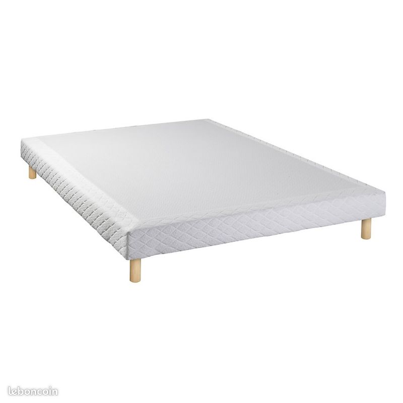 Lit Sommier tapissier lattes Priam DUNLOPILLO 140x190cm hauteur 35cm (image 1)