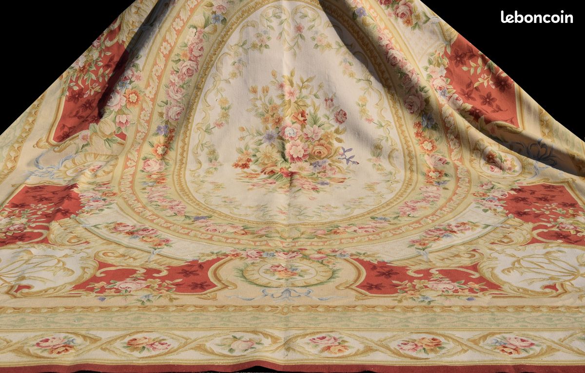 Magnifique Tapis Oriental Aubusson Fait Main – 309 X 199 Cm – Laine Et Coton – Neuf