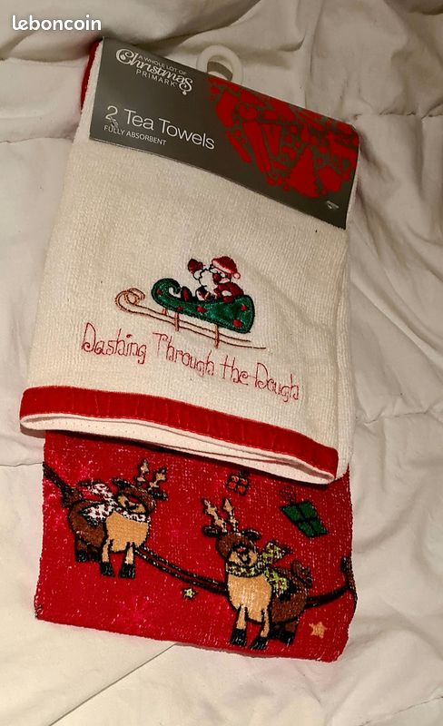 Seliem Lot De 2 Torchons De Cuisine « Merry Christmas Santa