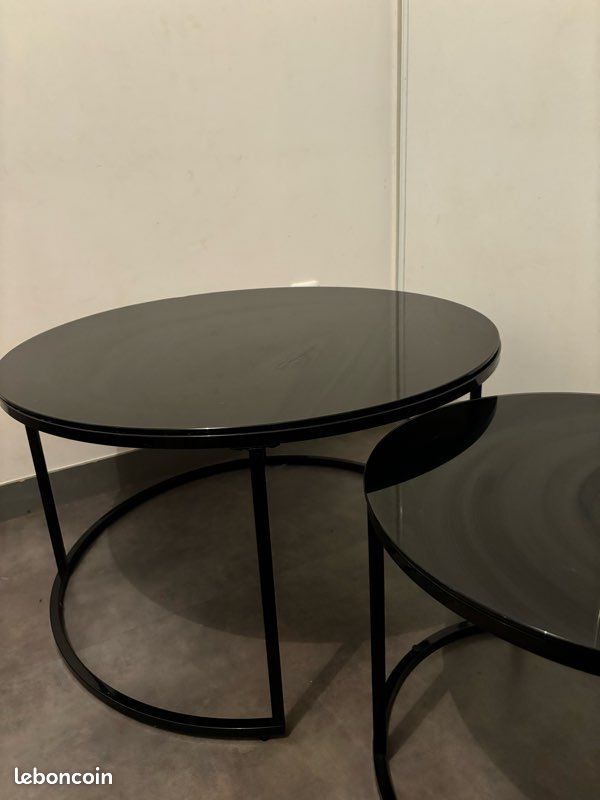 Duo table basse noir ronde (image 3)