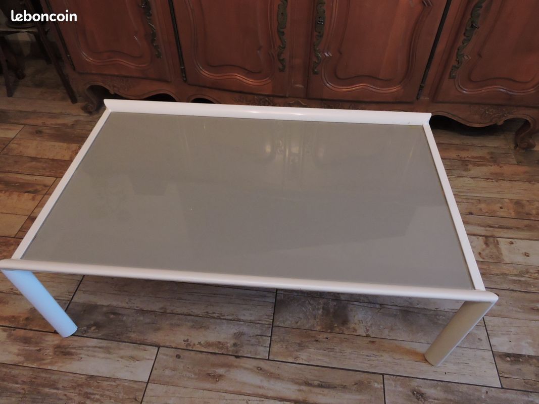 Table basse blanc en verre BEAUREAL (image 1)