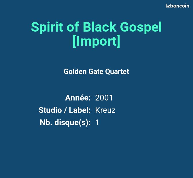 Spirit of Black Gospel [Import] - Golden Gate Quartet (image 2)