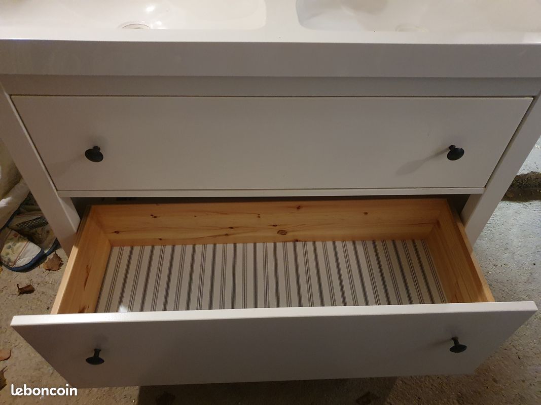 Meuble de salle de bain, double vasque, deux tiroirs (image 4)