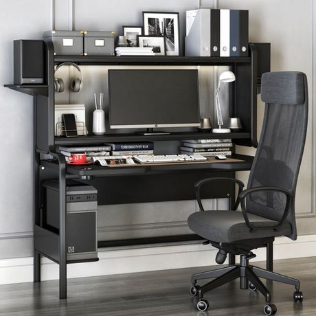 FREDDE Bureau, noir, 185x74x146 cm - IKEA