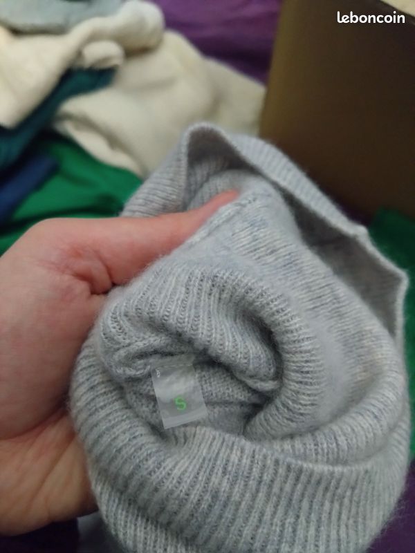 Pull From Future S 36 col roulé gris chiné chic (image 6)