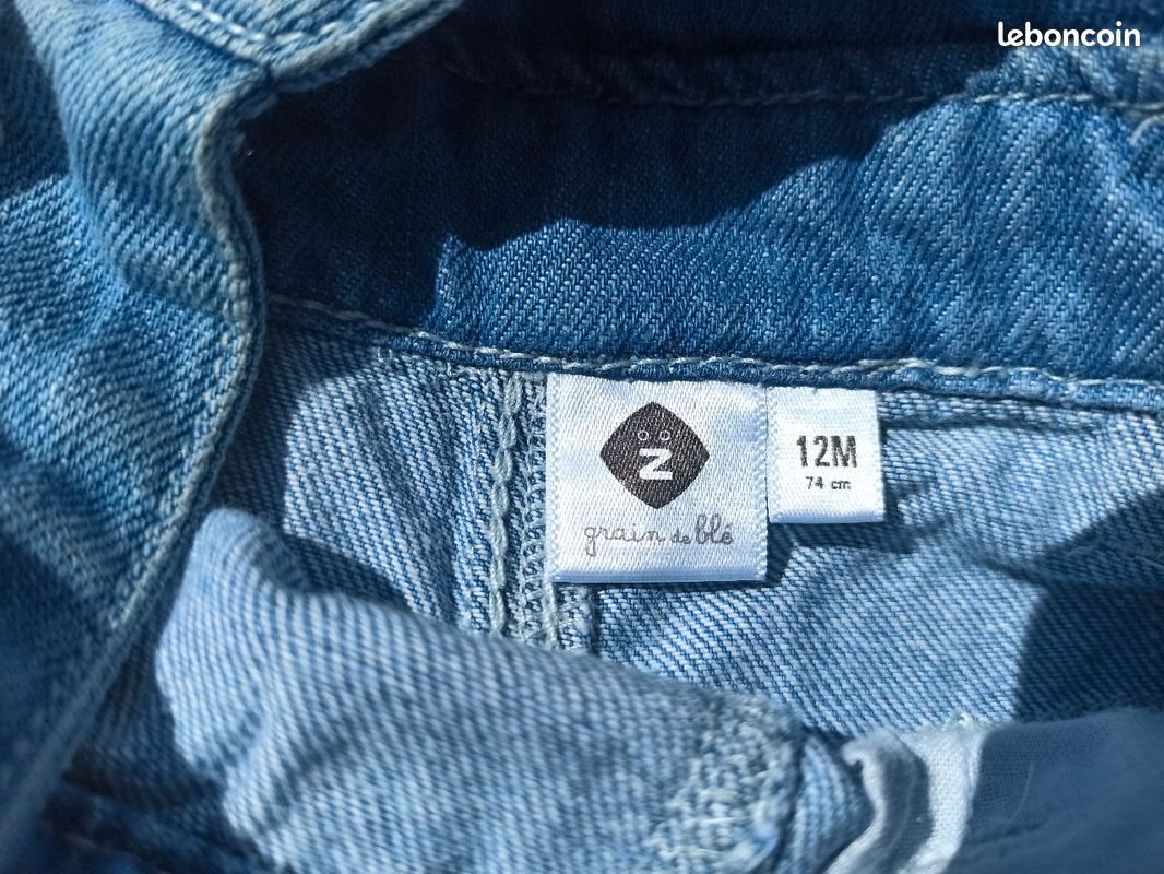 Combinaison bébé en jean's taille 12 mois - Marque Grain de Blé (image 3)