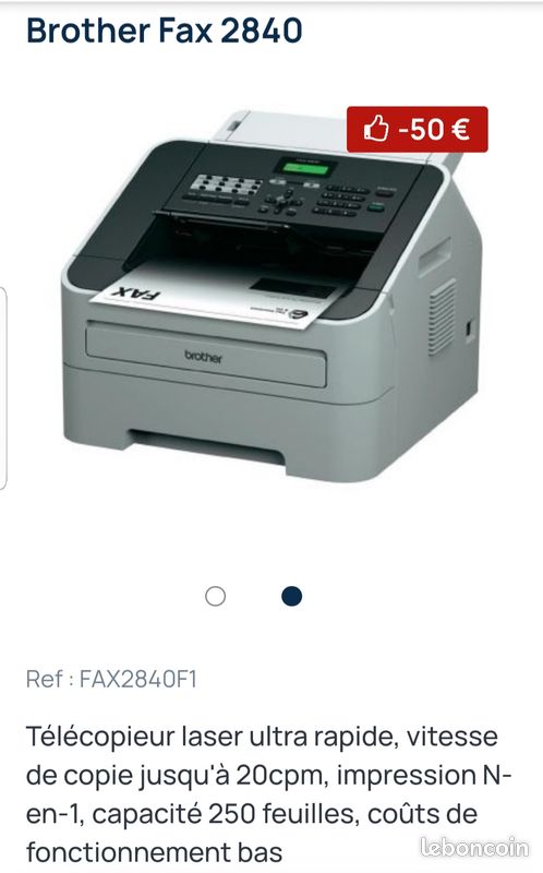 Fax imprimante copieur scanner multifonction / brother fax-2840 (image 1)