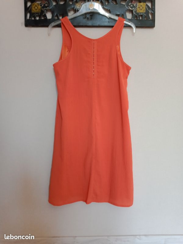 Robe D'été Corail See U Soon Taille M (38) - Sans Manches, Volants Et Perles, Occasion Parfait état