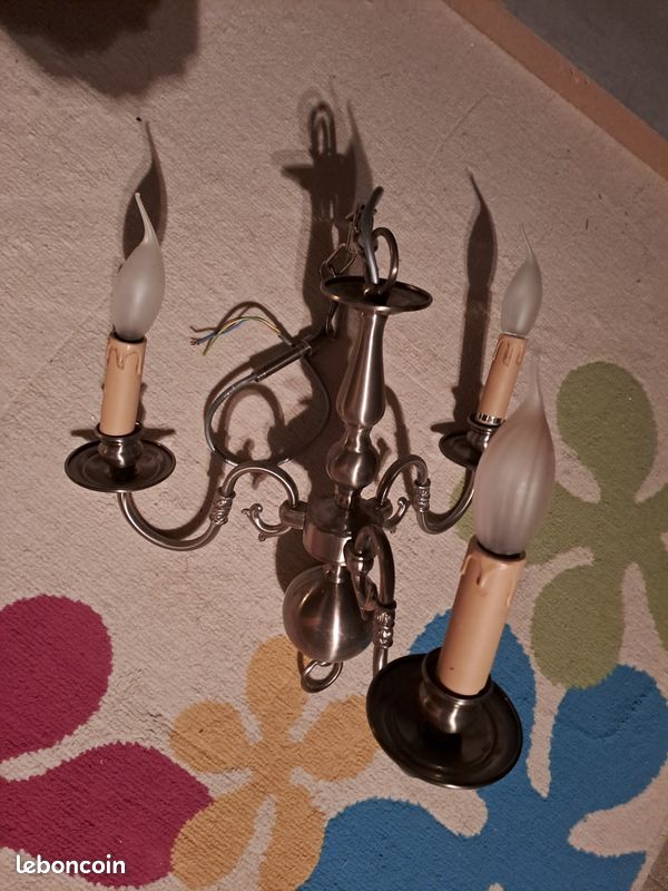 Lustre 3 Branches En étain - Style Vintage Pour Salon - Occasion Fonctionnel
