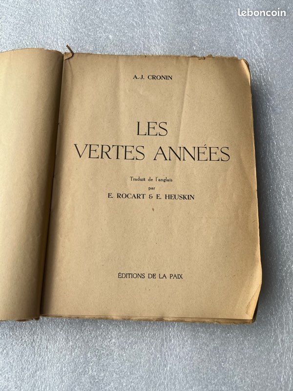 A.J. Cronin, Les Vertes Années, édition 1945 rare (image 5)