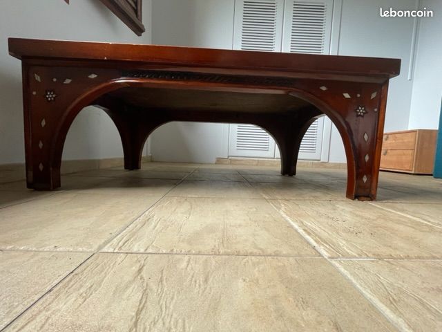Sublime, table de salon ou d’accueil, en bois précieux + incrustation de nacre, inspiration, arabe (image 2)