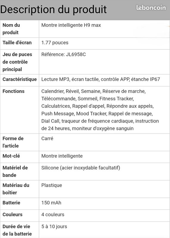 H9 max smart watch non apple pas de marques (image 11)