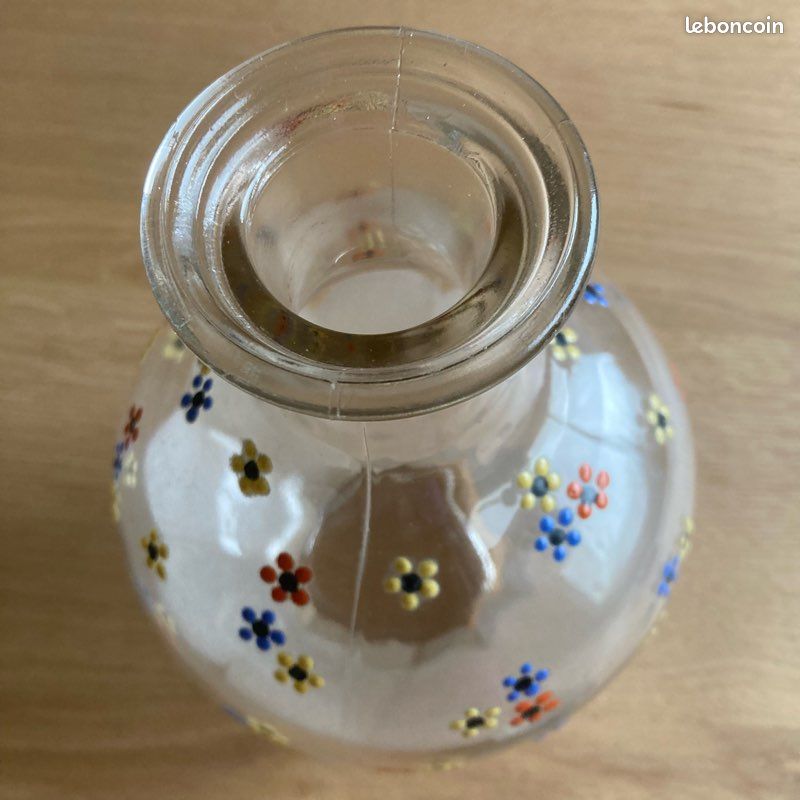 Carafe verre fleurs émaillées (image 9)