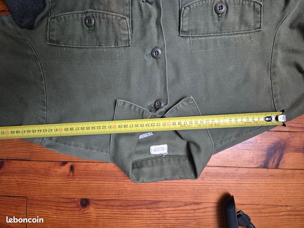 Chemise Vintage US Army OG-107 – Taille L – Années 1950 – Coton – Occasion Très Bon état