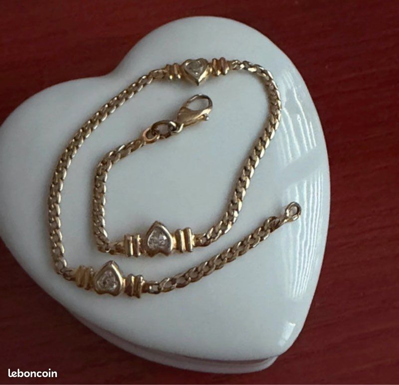 Bracelet Plaqué Or Jaune - Bijou Fantaisie - Occasion - Longueur Réglable (environ 11-12 Cm)