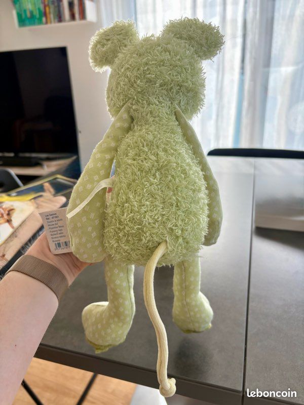 Peluche souris verte Moulin Roty neuve avec étiquette (image 2)