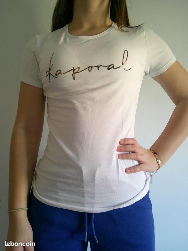 T-shirt Blanc Kaporal - Taille L - Coton Ajusté Manches Courtes - Neuf Sans étiquettes