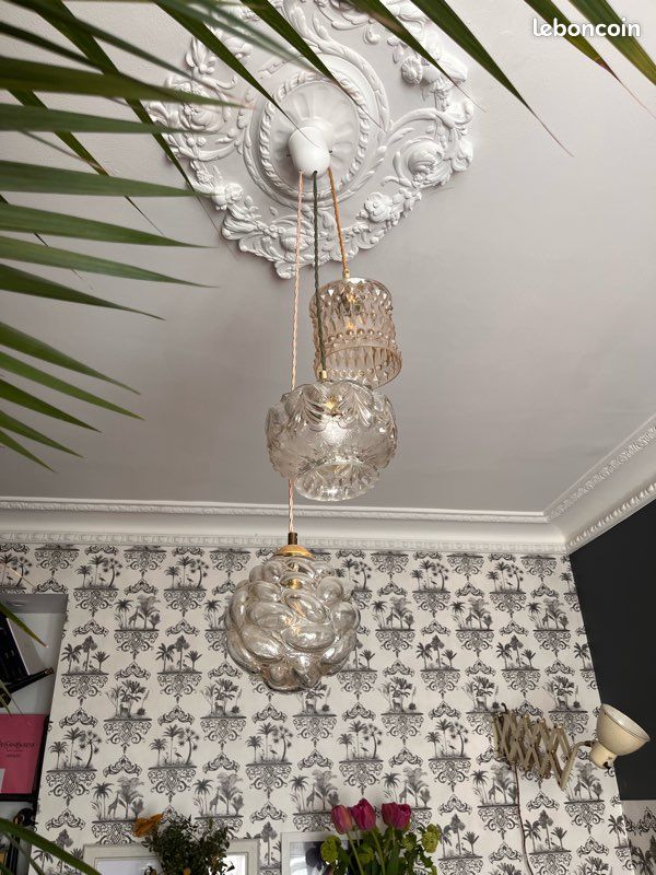 Lot 3 lampes baladeuses vintage verre soufflé (image 3)