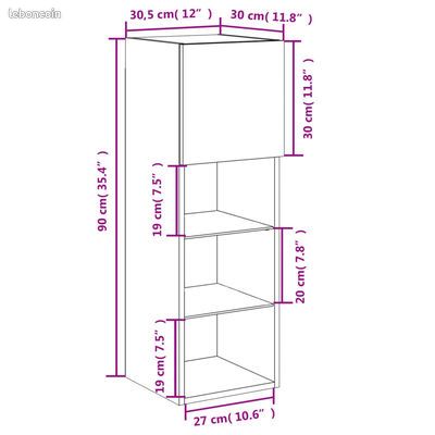 Meuble suspendu lumières LED chêne sonoma 30,5x30x90 cm (image 4)