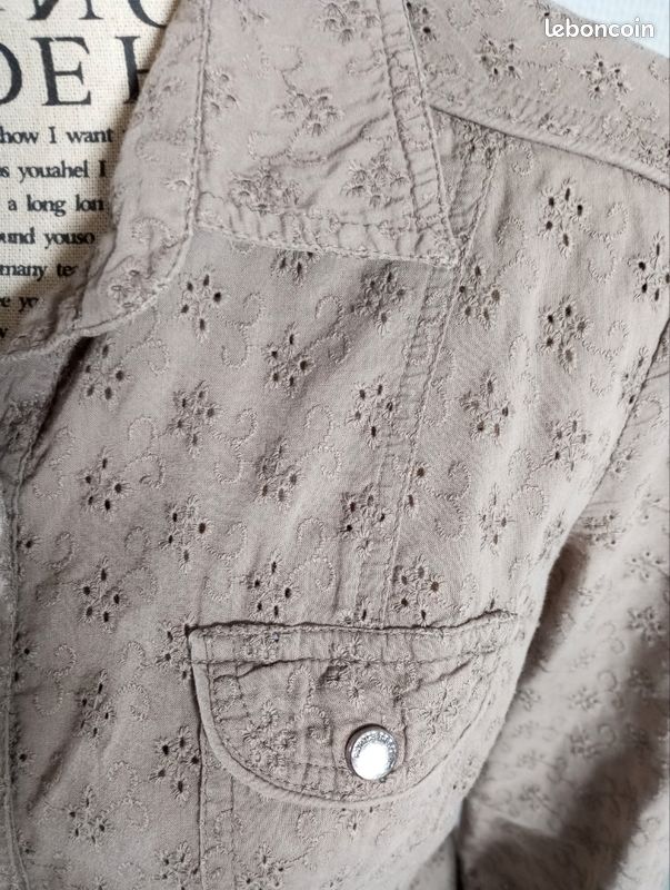 Chemise taupe broderie anglaise (image 3)