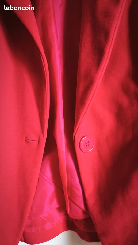 Veste courte cintrée femme taille 40/42 rouge (image 4)