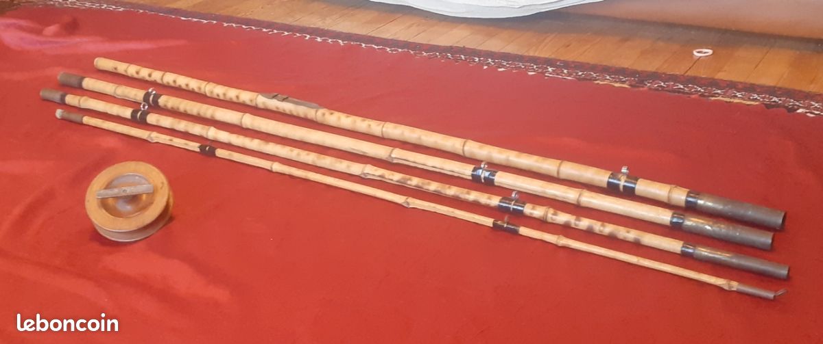 Antique 4 pièces canne à pêche en bambou - Canada