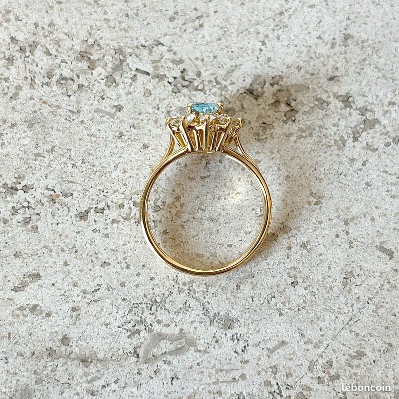 Bague Marguerite - Or Jaune 750 Aigue-Marine & Diamants (image 5)