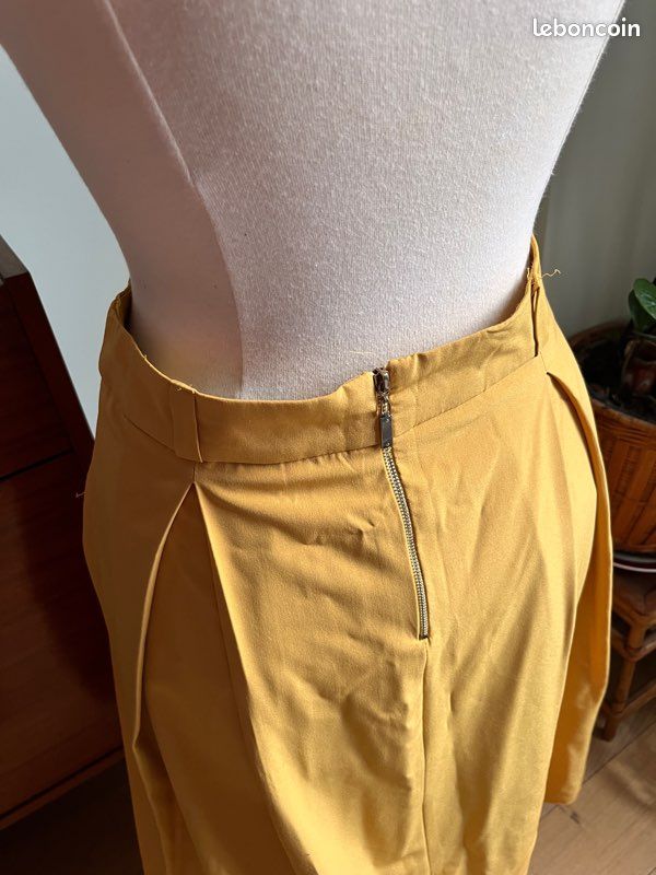 Jupe Plissée Jaune Vintage Années 60 - Taille 36, Style Sixties, Coton/polyester