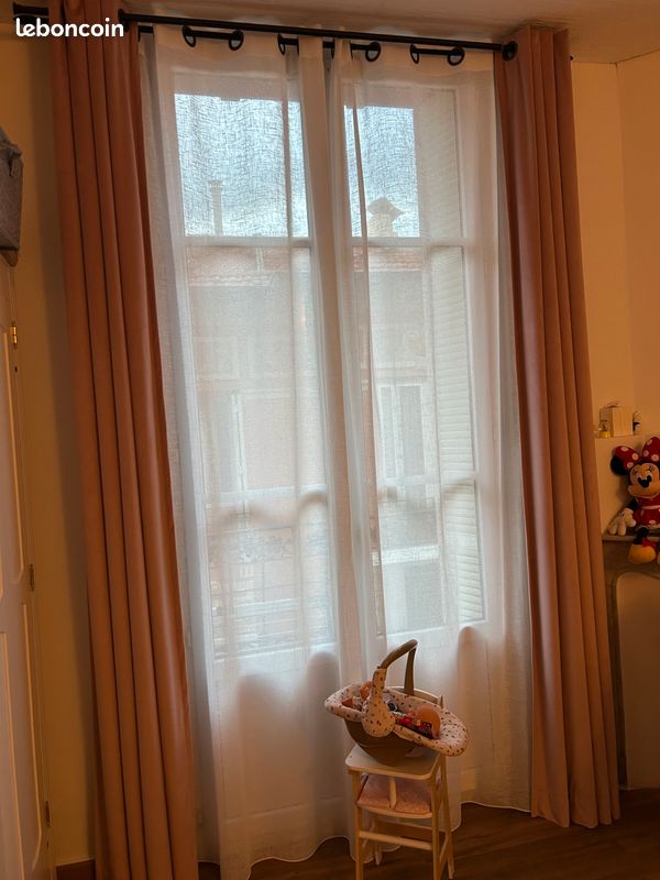 Rideaux velours souple avec occultant et voilage (image 1)